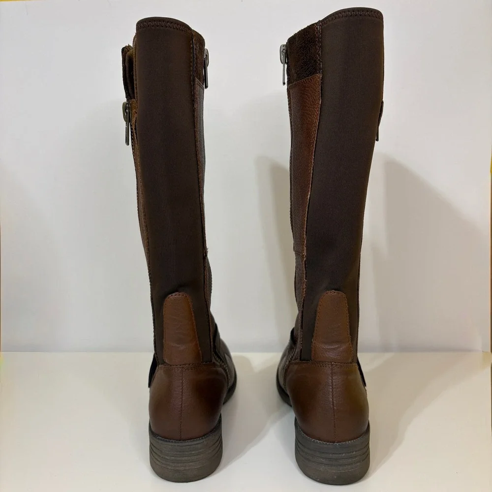 Earth Origins Women Harness Riding Equestrian Leather Boots 7.5 Brown Wide Shaft